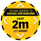 5 x Social Distance Warning Circle - Yellow/Black
